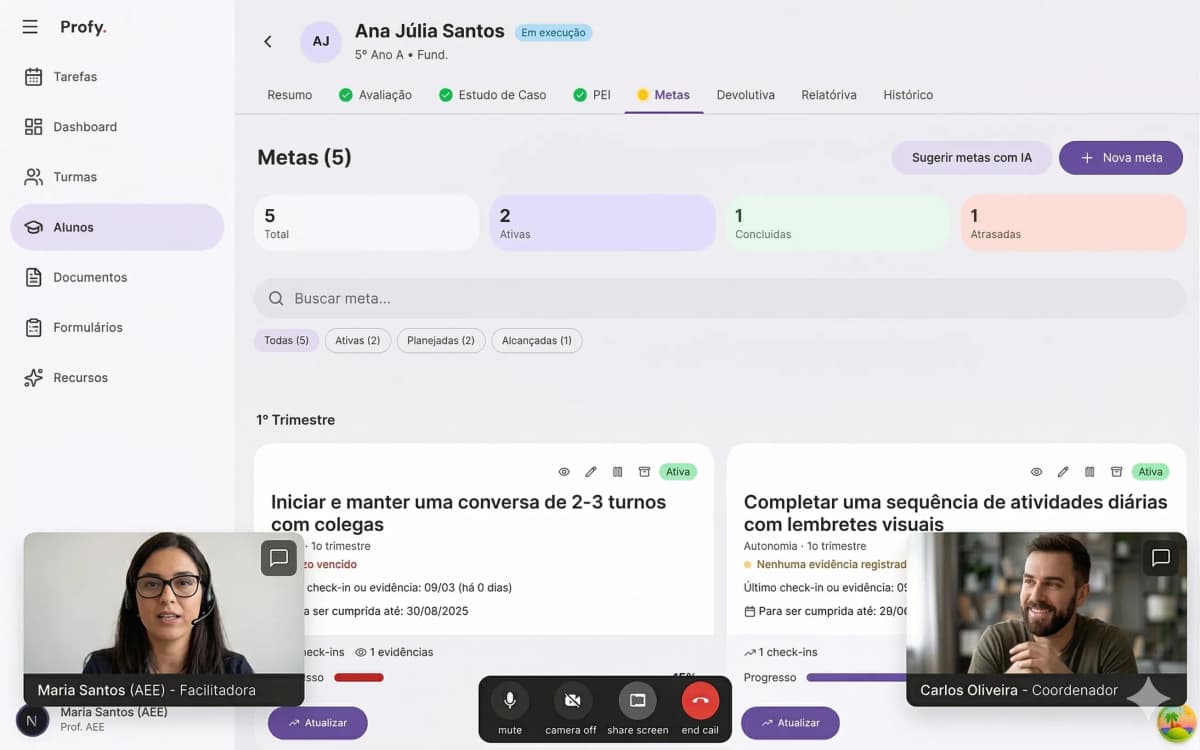 Demonstração ao vivo da plataforma Profy